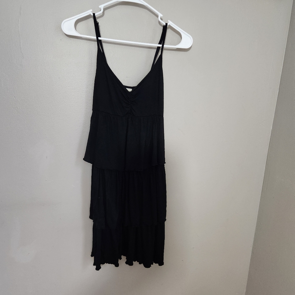 Goth Black Tiered Spaghetti Strap Sundress Party Eclectic Y2K Indie Whimsigoth